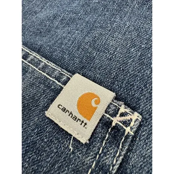 Carhartt Denim 24M Floral Butterfly Embroidered Overalls Adjustable Straps - Picture 6 of 8